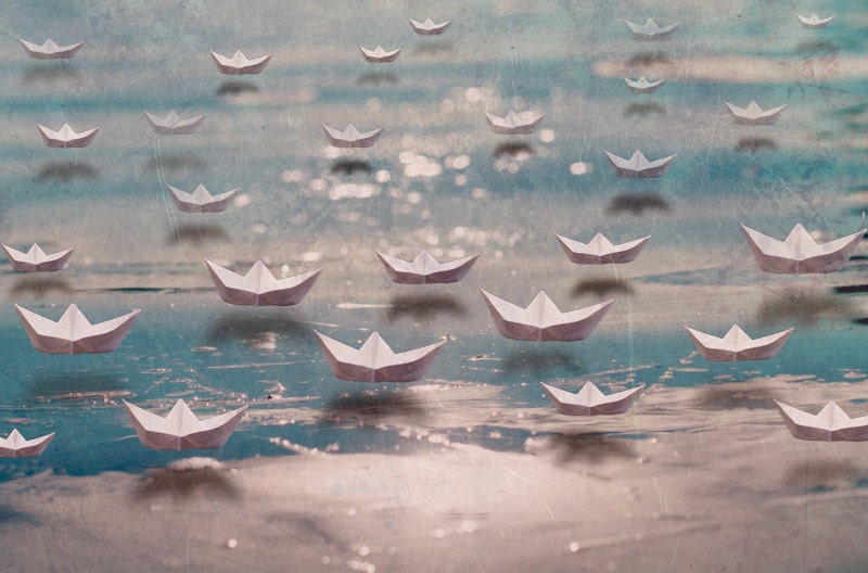Crazy dreams with floating boats above the sea / surreal photograph / fine art print / by Kitoki - 8x12