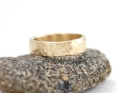 Love Rocks - 6mm 14k Yellow Gold Hammered Wedding Band