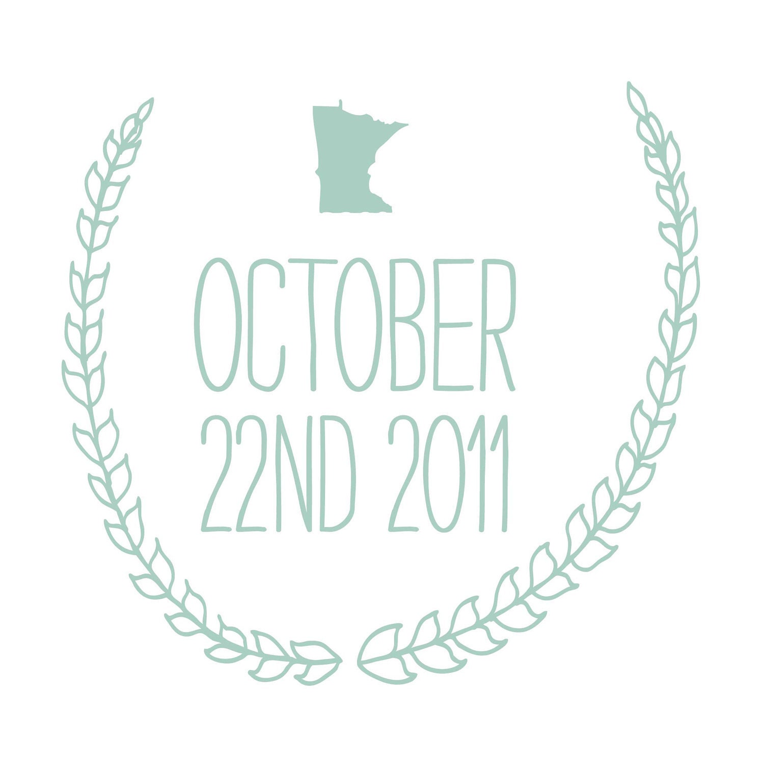 Ivy/Fern Save the Date Stamp with State Icon