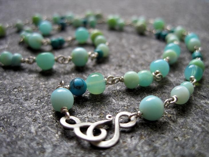 Peruvian blue opal necklace