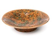 Flared Centerpiece Bowl - Amber Brown and Green