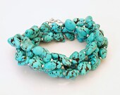 Long Natural Turquoise Necklace, with Sterling Silver Accents