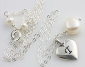 Personalized Jewelry, Be Mine, You Pick the Letter, Sterling Silver Heart Necklace