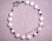 Rosy Crystal and Pearl Toggle Bracelet