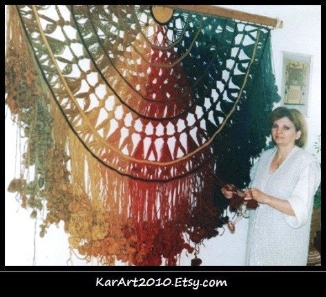 THE DANCE OF THE WORLD - Figurative Original  Modern Art  Handmade Wall Tapestry. Macrame.   With Certificate of Authenticity.  Listed  only for Viewing and Custom Work.