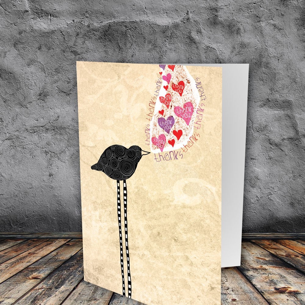 Thanks with Love / Tweet Tweet / One of A Kind Thank You Cards/ Set of 8 / 4x6