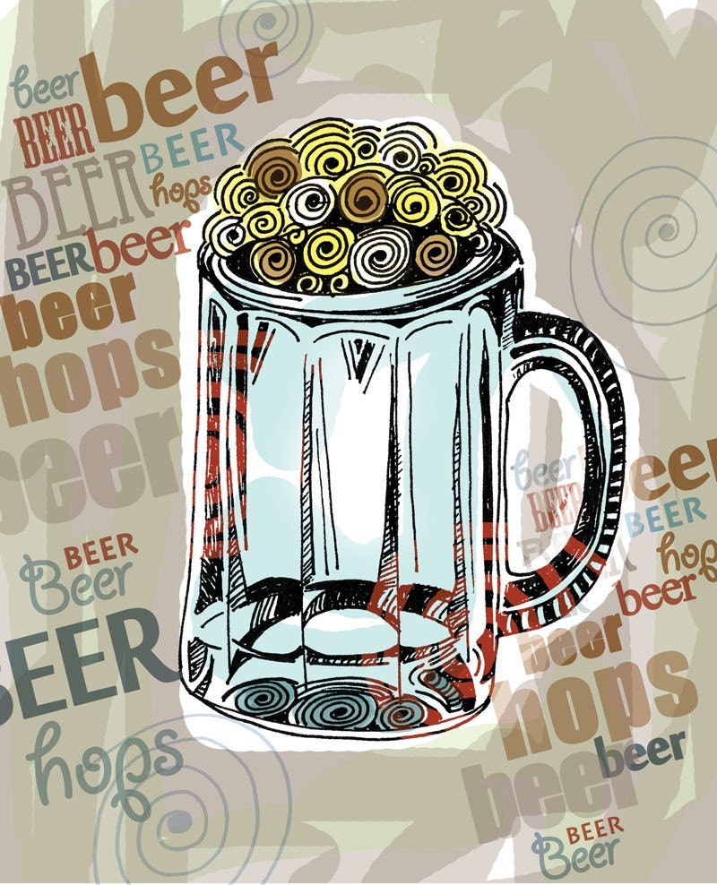 I Love Your Hops / Beer / original illustration ART Print SIGNED / 8 x 10