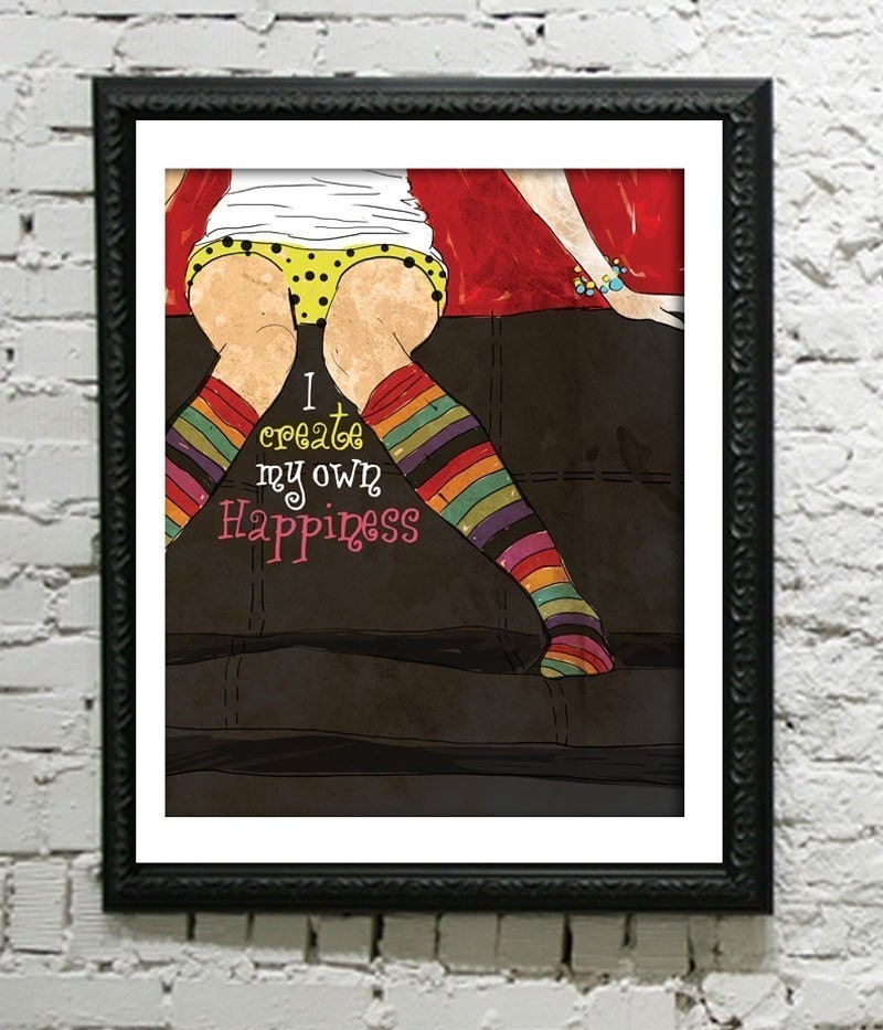 I Create My Own Happiness / original illustration ART Print SIGNED /  8 x 10