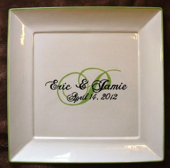 Wedding Guest Book Alternative - Guest Book Plate - Signature Plate Guest Book - Custom Guest Book - 2 Color Monogram Cursive