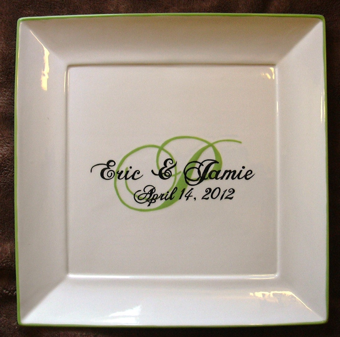 Wedding Guest Book Alternative - Guest Book Plate - Signature Plate Guest Book - Custom Guest Book - 2 Color Monogram Cursive