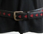 Retro Black Leather Belt - Vintage