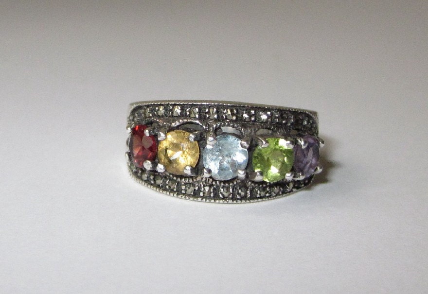 ON SALE Sterling Silver Gemstone Ring - Vintage
