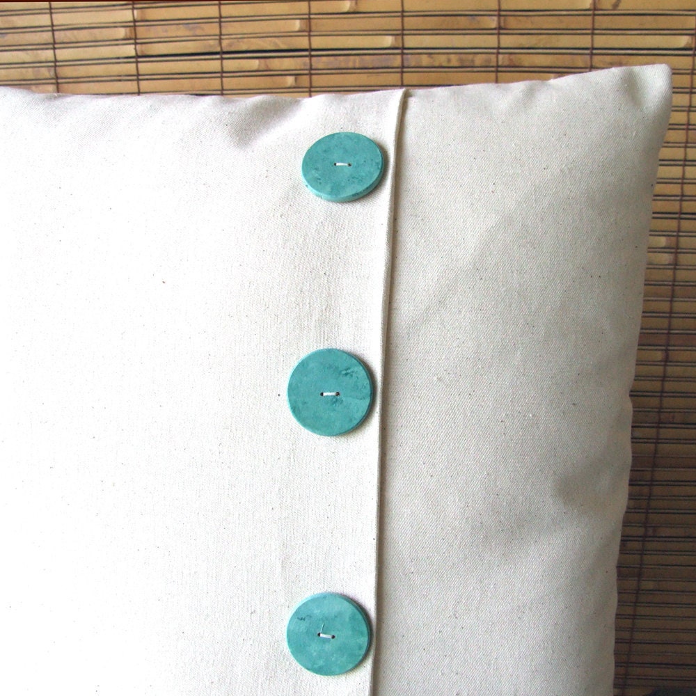 Turquoise button pillow for your coastal cottage or beach house