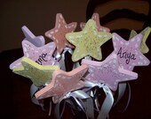 Custom Customized Wooden Wood Star Gliter  Wand Sherbert Princess Fairy Wands - Birthday Baby shower Tea party favors centerpiece