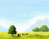 Belted Galloways No. 2  Miniature Original Painting by SBMathieu