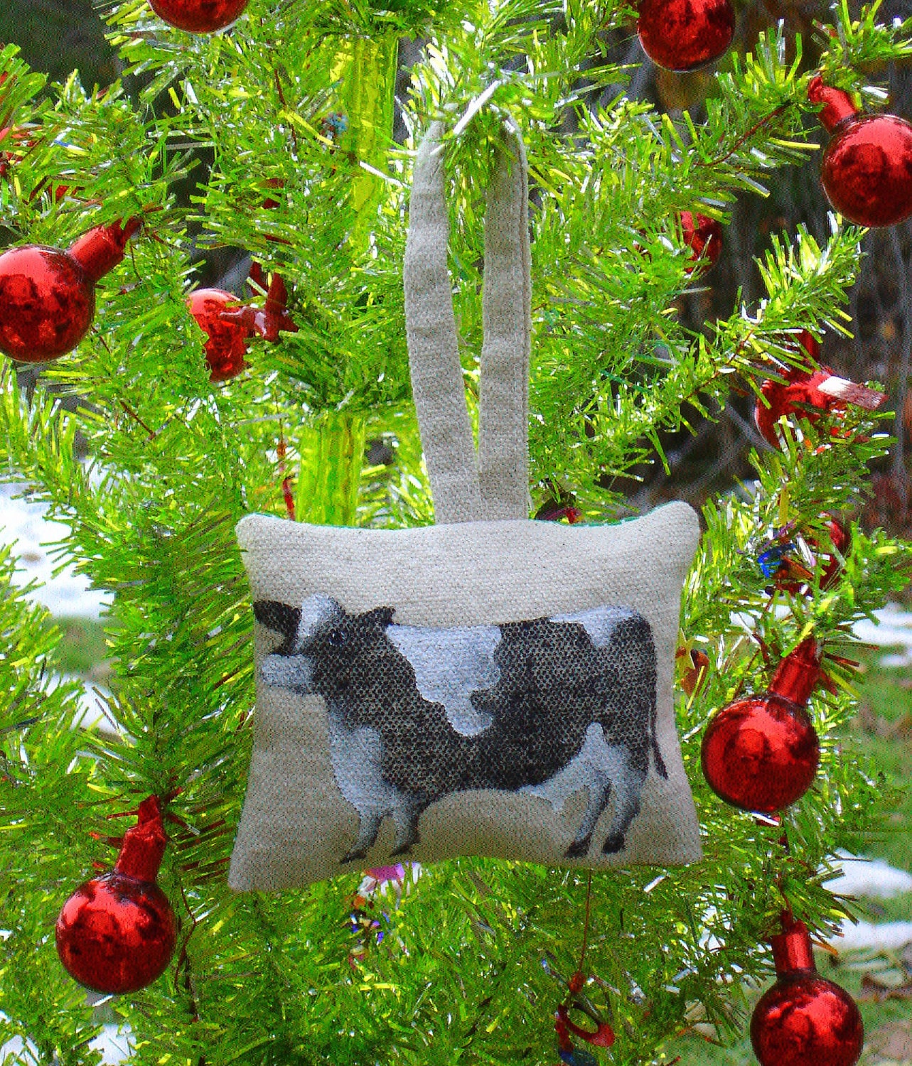 Holstein Cow Hand Stamped Ornament by SBMathieu