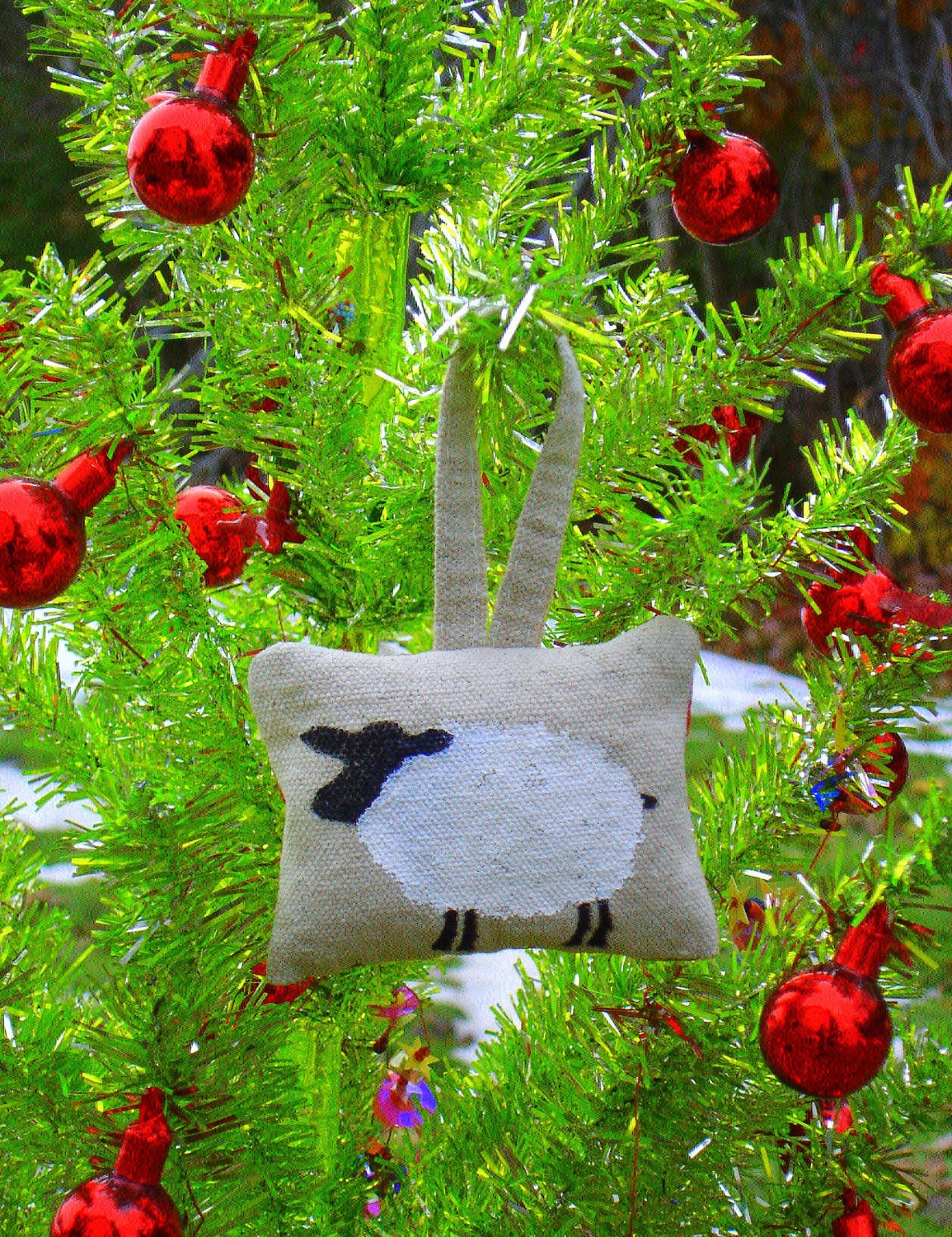Bleu Du Maine Sheep Hand Stamped Ornament by SBMathieu