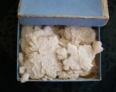 3 little alencon french antique lace appliques - TextileArtLace