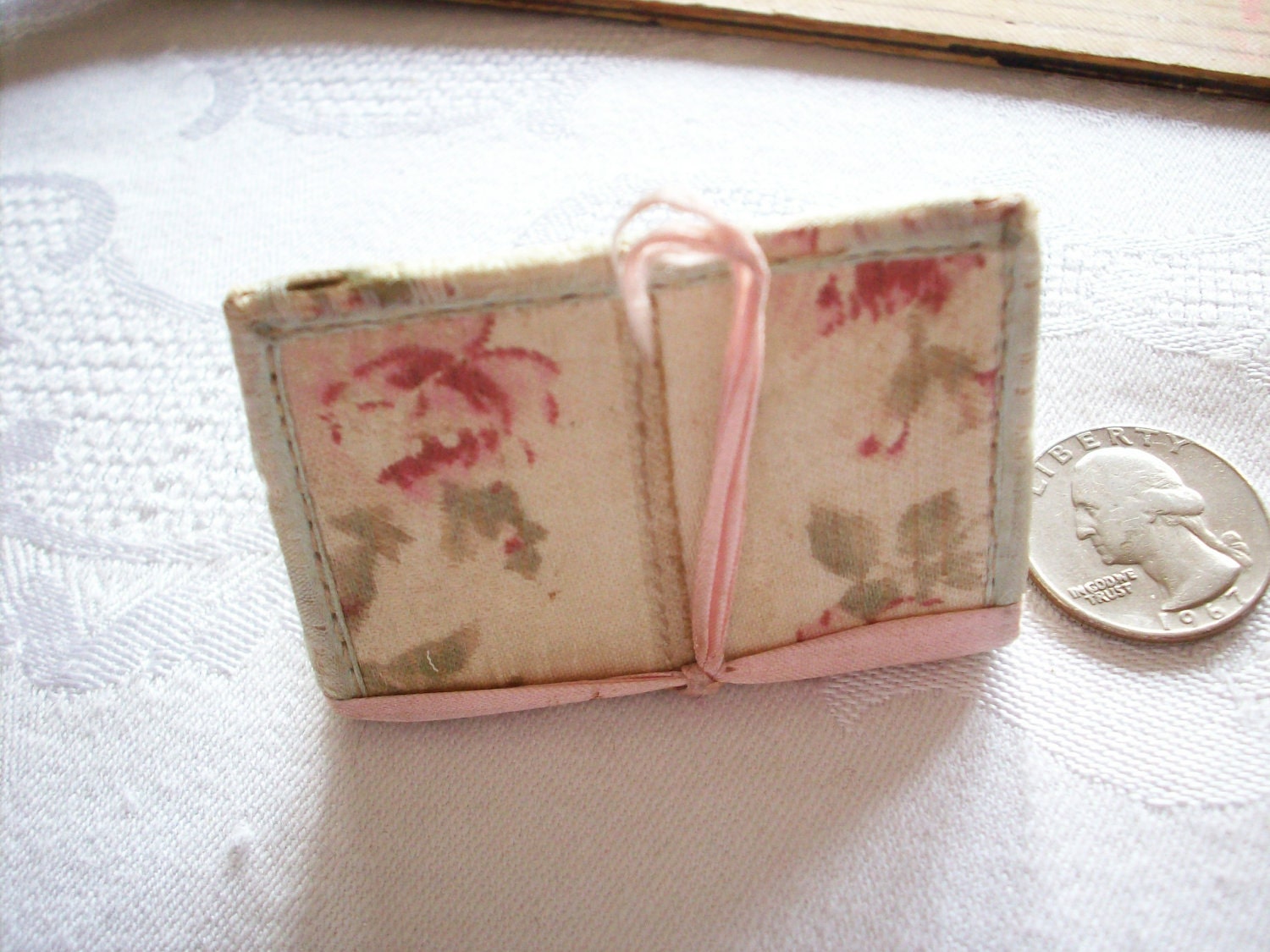 Antique silk or cotton needlecase in a victorian print