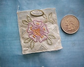Hand done embroidered swiss applique 1920s in pastels, more avail.