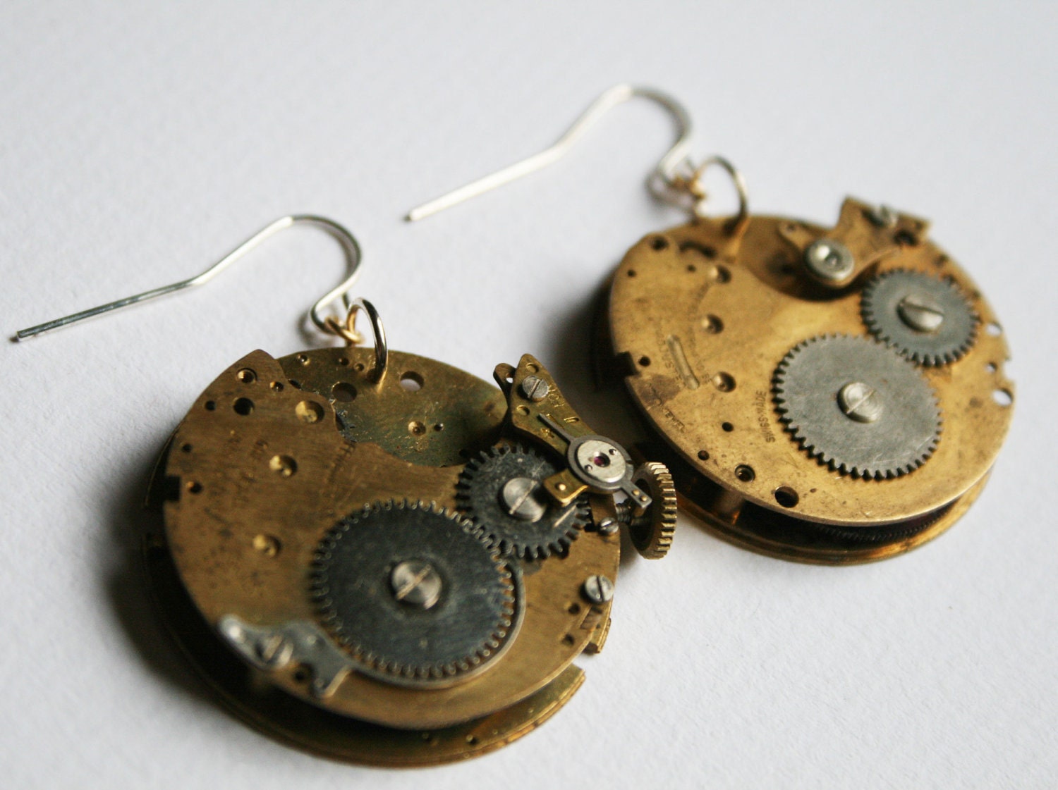 Large Brass Steam Punk Earrings