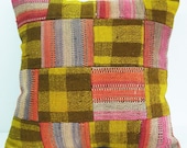 Sukan / Hand Woven - Turkish Patchwork Kilim Pillow Cover - 18x18