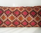 Sukan / Organic Shine Society Modern Bohemian Throw Pillow. Handwoven Wool Vintage Tribal Turkish Kilim Pillow Cover. Bolster Pillows