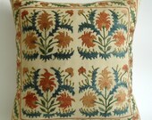 FREE Shipment / Vintage Hand Embroidered Silk Suzani Pillow Cover, Decorative pillow cover, Throw Pillow, Suzani Pillow
