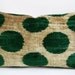 Sukan / SALE, Decorative Pillow,Throw Pillow Cover, Polka-dot ikat Velvet Pillow Cover, 14x24 inch - Green ikat Pillow, Beige Color