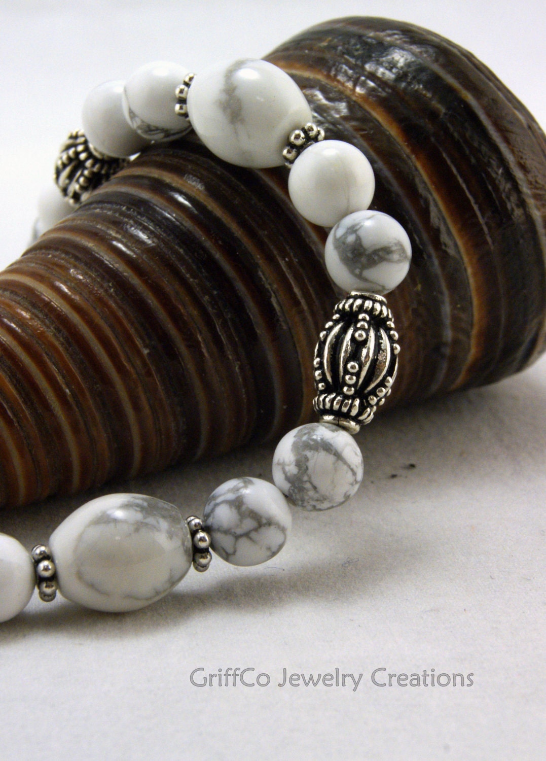 White Howlite & Sterling Bracelet