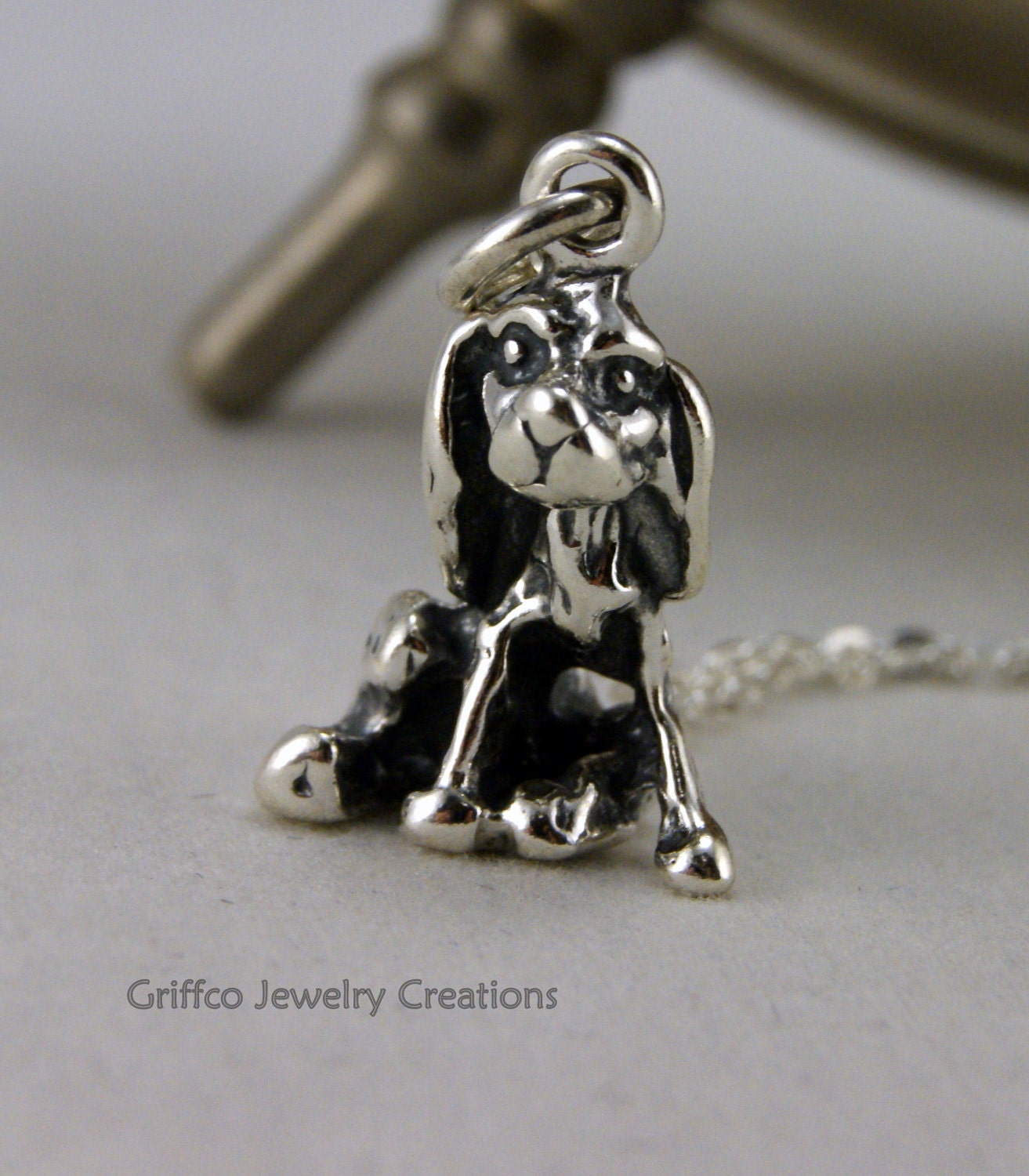 Sterling Cocker Spaniel Charm Necklace