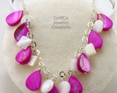 Bright Pink Mother of Pearl Teardrop Necklace