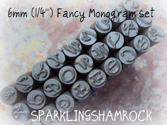 designer fancy MONOGRAM stamps - 6mm Gorgeous - see pictures of these uppercase letters alphabet metal jewelry stamps