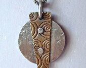 Silver Brass Round Rivited Disc Pendant