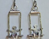 Silver People on Swing Earrings Shorter Version