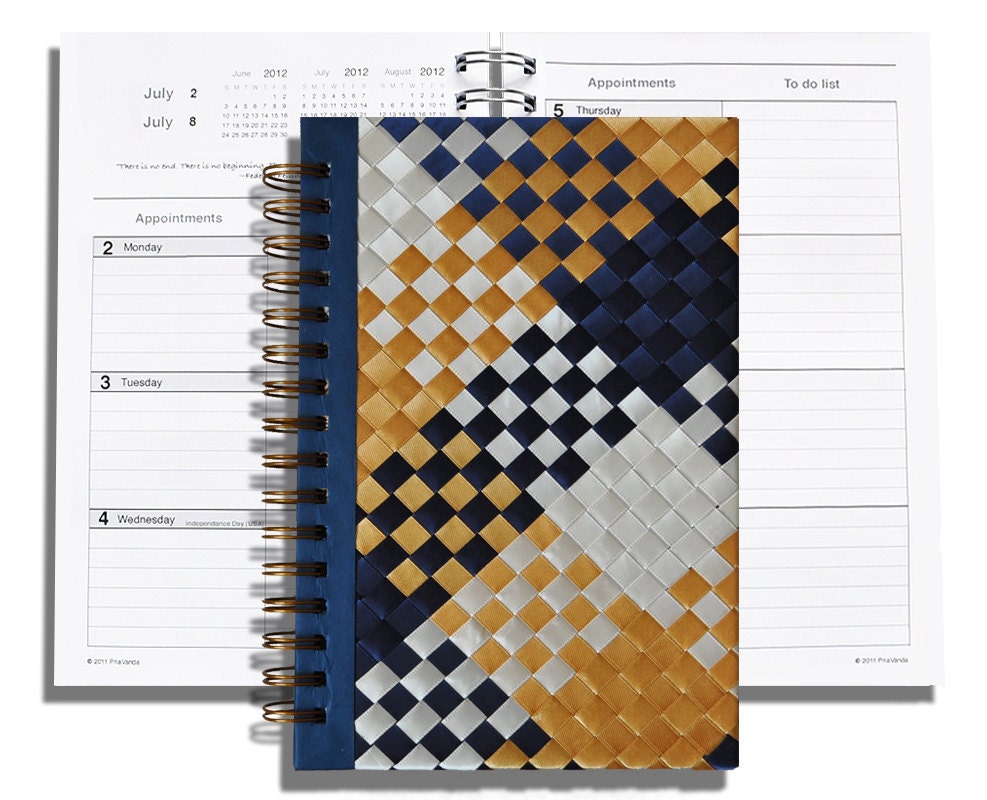 2013 2014 Planner, Weekly and Monthly Pages on Etsy, hand woven in satin ribbons