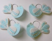 Curtain Holders- Curtain Tie Backs Magnet  With Felt Folk Art Water Green Dream Birds