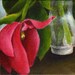 Framed Flower Painting Spring Floral Garden Art Pink Tulip