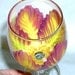 Yellow and Violet Iris Wine Glass Hand Painted