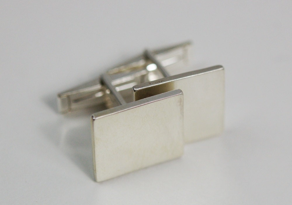 Brushed Sterling Silver Cuff Links / Cufflinks - father's day - made to order