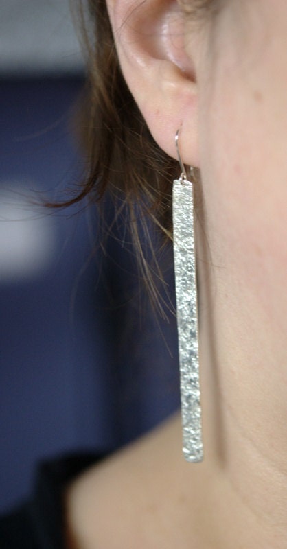 Textured Sterling Silver Bar Series: 3.5" Long & Heavily Textured - made to order - statement
