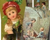 French Victorian Children Chromolithographs (1) - ATC Digital Collage Sheet - Buy 3 sheets and get 4th FREE - Printable Download