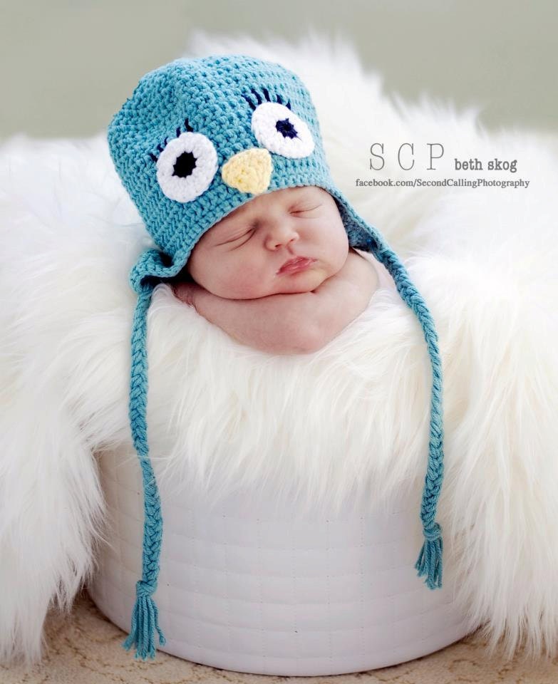 Blue bird crochet hat PDF pattern