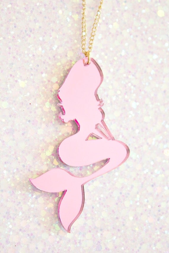 Mermaid Jewelry // Wish you were a Mermaid Pink Necklace // mermaid necklace