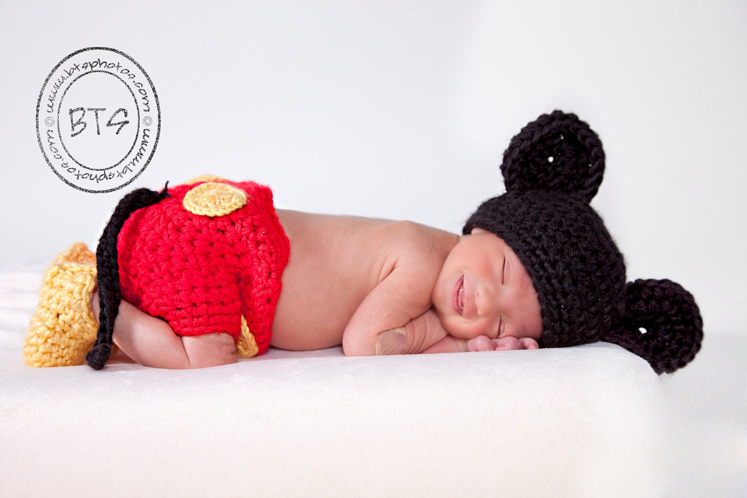 Mickey Mouse Hat and Diaper cover and Feet