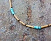 Bamboo Anklet - Custom Color Selection and Arrangement - Blue and Red