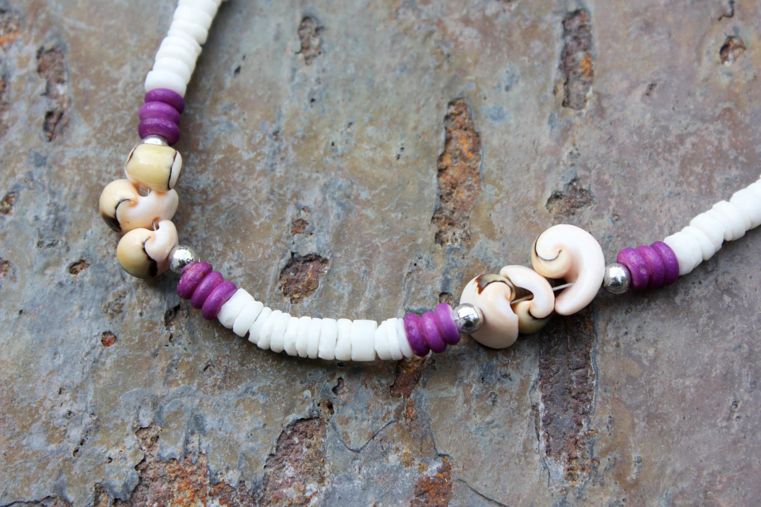 Necklace: Curly and ROUND Litub Shells (w/ or w/o metallic beads)