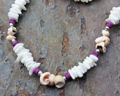 Necklace: Curly Shells with SQUARE White Litub Shells (w/ or w/o metallic beads)