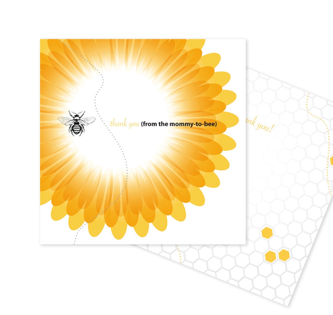 Bumble Bee Baby Shower or Birthday Thank You Card, Modern