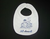All aboard Teddy bear train bib